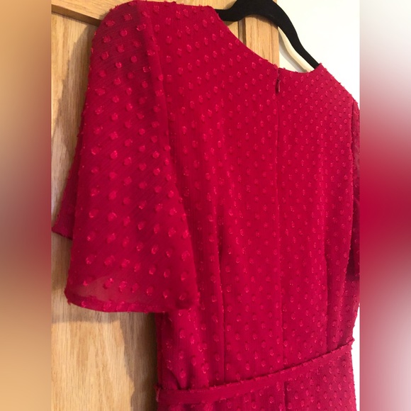 Vince Camuto Clip Dot Illusion Midi Wrap Dress - Size 8 - Color Raspberry - Picture 3 of 6